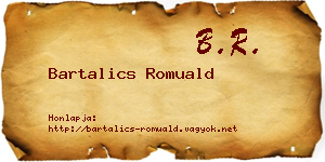 Bartalics Romuald névjegykártya